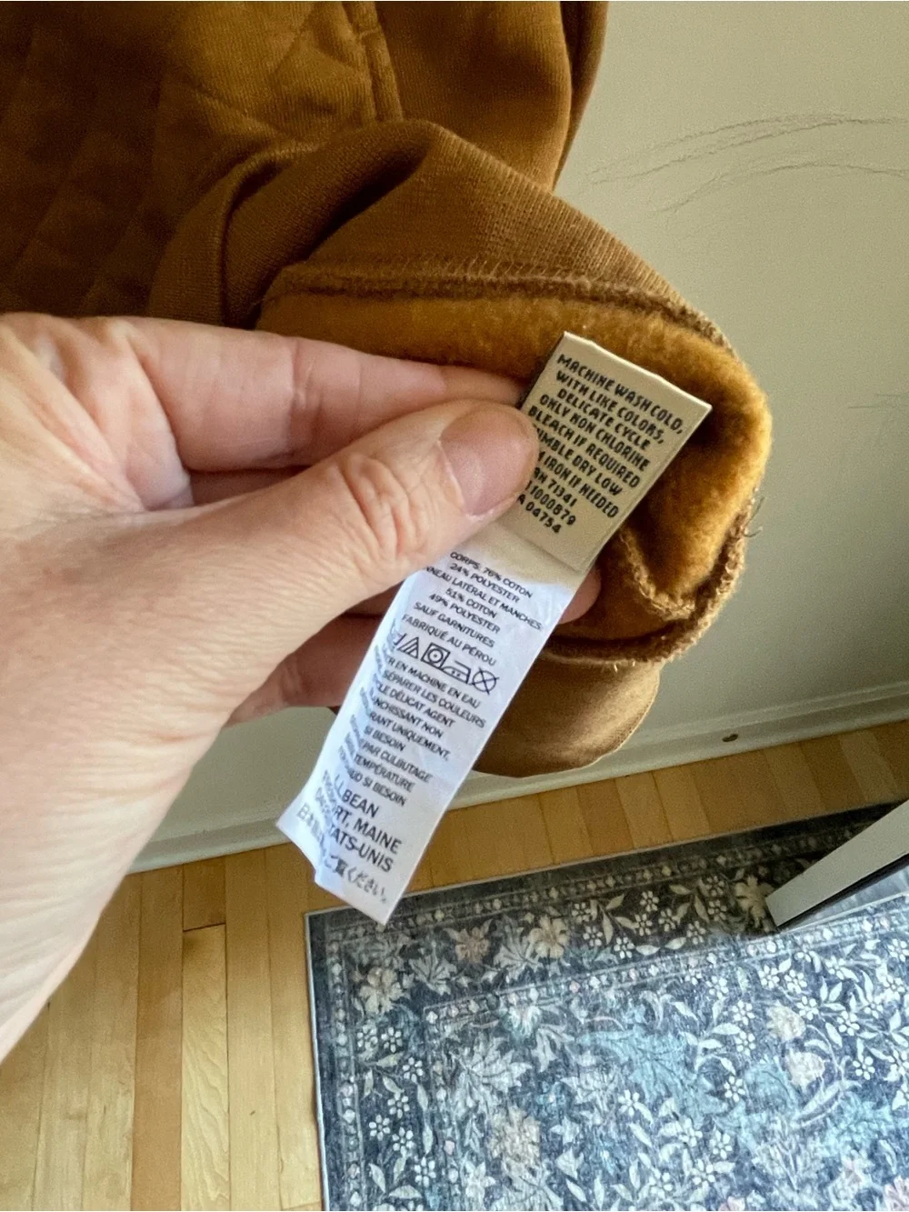 LL Bean Quilted Half-Zip Sweater in Brown - Picture 3 of 9
